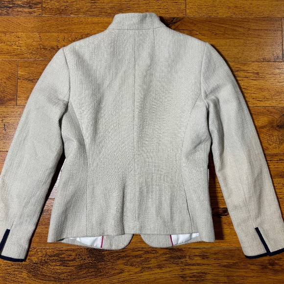 Banana Republic Textured Tweed Jacket Blazer - Beige & Navy Blue - Size 4 - Picture 6 of 6